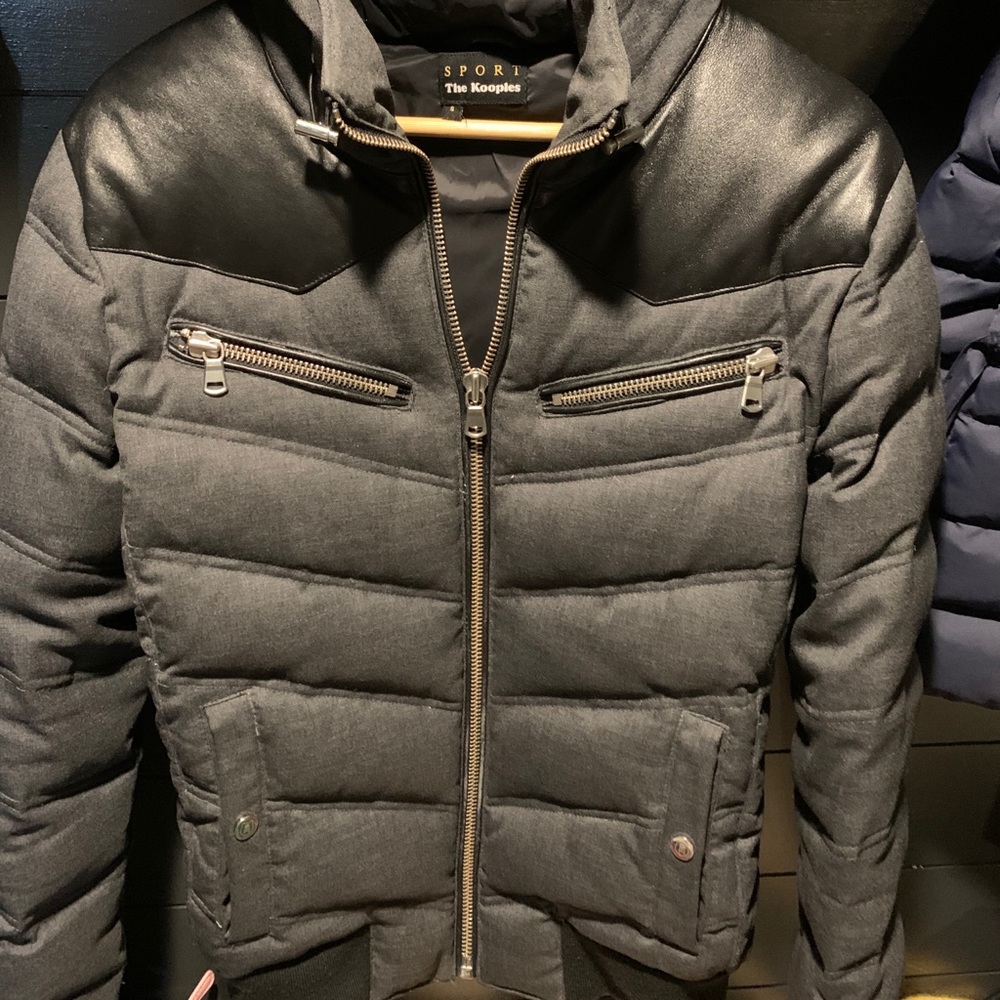The Kooples Down Jacket with Leather Trim